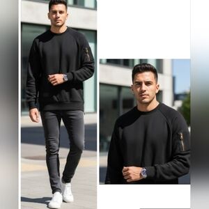 Crooks &‎ Castles Cotton Blend Black Zip Motor Cotton Sweatshirt Size M